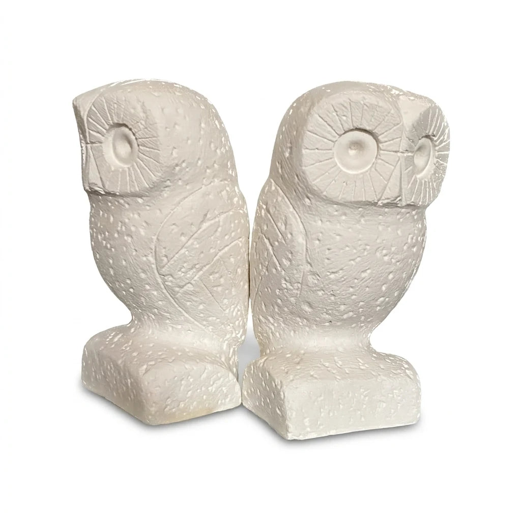 Presse-livres chouettes en plâtre, lot de 2 — ART STAFF